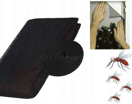 Plasă De Țânțari Pentru Fereastră Cu Scai Stabilă Din Poliester Neagră 130x130cm