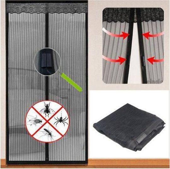Magic Mesh Plasă De Țânțari Ușă Cu Scai Cu Închidere Magnetică Din Poliester Neagră 220x100cm