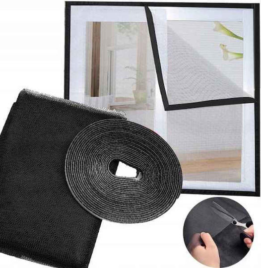 Delight Mosquito Net Window with Velcro Fixed Polyester Black 100x100cm