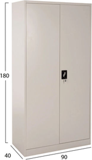 Zweiflügeliger Schrank Metallisch Verzinkt mit Trennwand & 3 Regale 90x40x180cm
