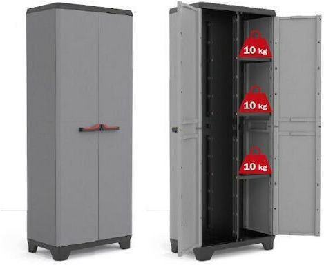 Δίφυλλη Ντουλάπα Quadra Πλαστική με 3 Ράφια 68x39x166εκ.