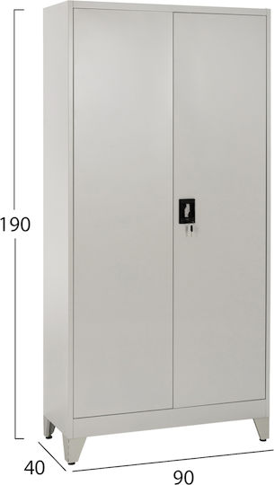 Zweiflügeliger Schrank Metallisch Verzinkt mit Trennwand & 3 Regale 90x40x180cm