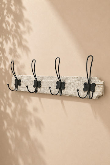 ArteLibre Agățătoare De Perete Din Lemn Cu 4 Compartimente Maro 60x1.3x12cm