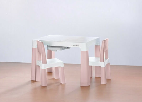 Kinder Tischset mit Stühlen aus Plastik White / Pink FreeOn
