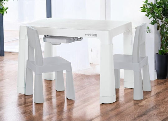 Set Masă cu Scaune pentru Copii din Plastic Alb / Gri FreeOn