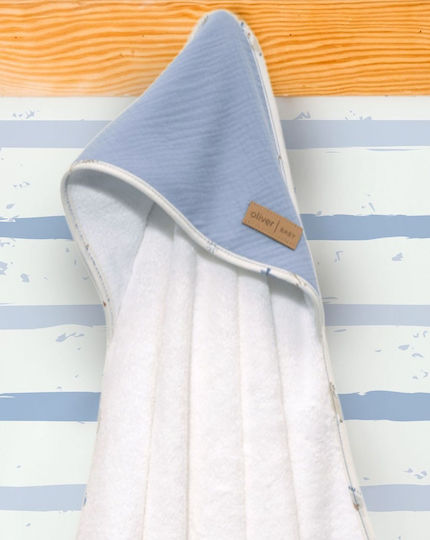 Baby Oliver Baby Hooded Bath Towel White 75x75cm