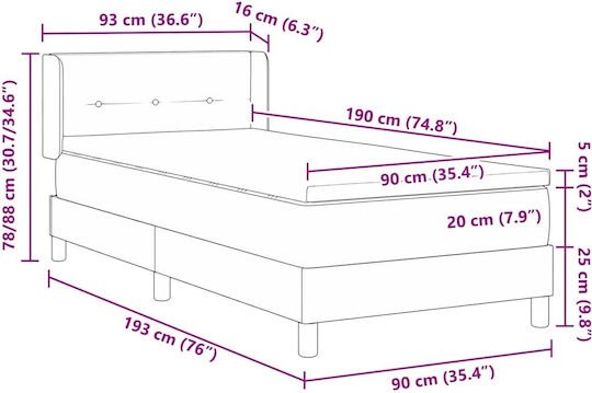Παιδικό Κρεβάτι Μονό ύφασμα για Στρώμα 90x190cm