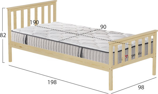 Gimly Kinderbett Klassisch Einzeln Beiges Für Matratze 90x190cm