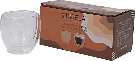 Sidirela Σετ Φλιτζάνια Espresso Γυάλινα Διάφανα 100ml 2τμχ