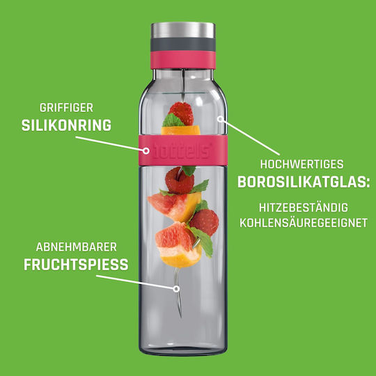 Boddels Sund Flasche Wasser Glas mit Schraubverschluss Rot