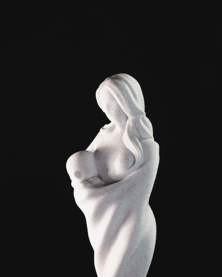 3D Art Shop Декоративен за пространство Mother and Infant Statue Grey Marble 8x7.5x22.5см 1бр