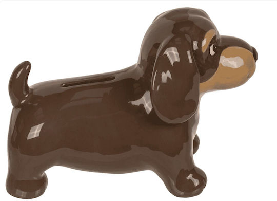 Keramik Sparbüchse Hund mit Deckel 18 x 13 cm Braune Box