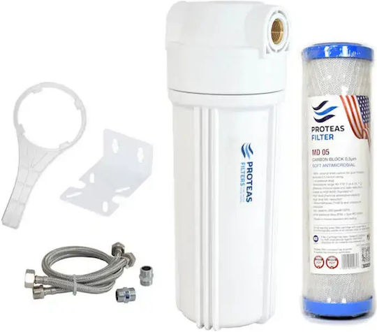 Proteas Filter PFU3- Water Filtration System Single Under Sink Micron ½" with Replacement Filter Activated Carbon CTO/ECO-CBVOC1 EW-013-0509