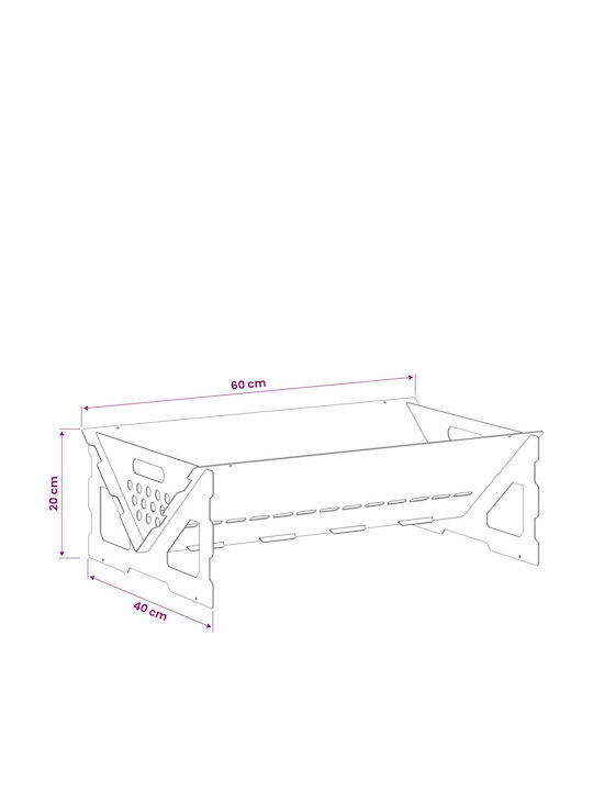 vidaXL Șemineu de Exterior Metalic Gri 60x40x20cm