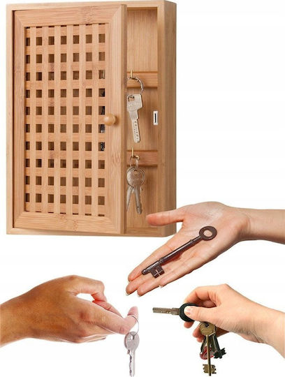 Zeller Wall Key Box Wooden 8 Hooks 19x6x27cm
