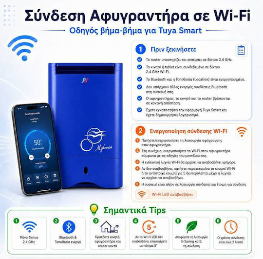 Puredry PDDW10300 Famous Влагоуловител с Wi-Fi 10lt Син