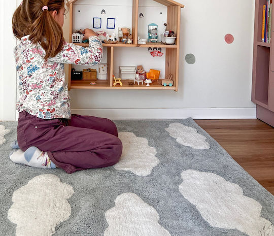 Baby Bliss Детско килимче Облаци Памучно Сив 100x140см