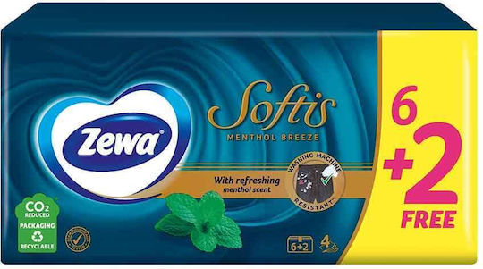 Χαρτομάντηλα Τσέπης Softis Menthol Zewa 8 Τεμ