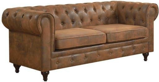 Chesterfield Τριθέσιος Καναπές Antique Καφέ Camel 190x82x77εκ.