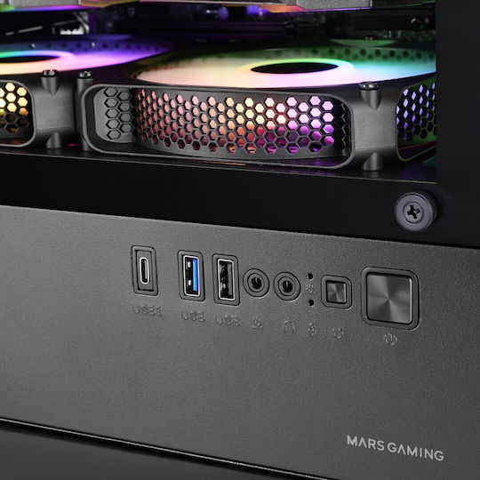 Tacens Mcquantum Gaming Midi-Turm Computergehäuse mit Seitenfenster Schwarze
