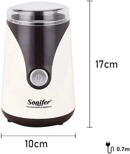 Sonifer SF-3519 Electric Coffee Grinder 160W for 50gr Beans White