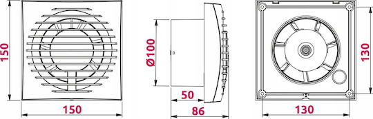Awenta 100 Вентилатор За Баня 100mm Бял