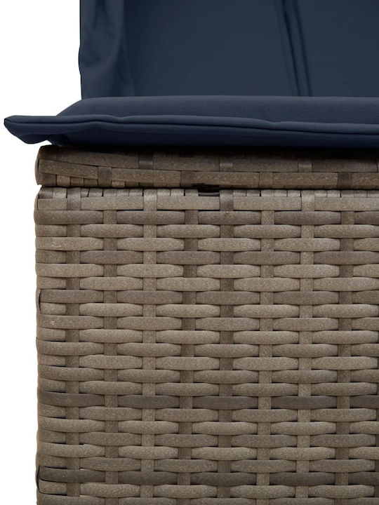 Ξαπλώστρα Διπλή Rattan με Μαξιλάρι Γκρι 100x197εκ.