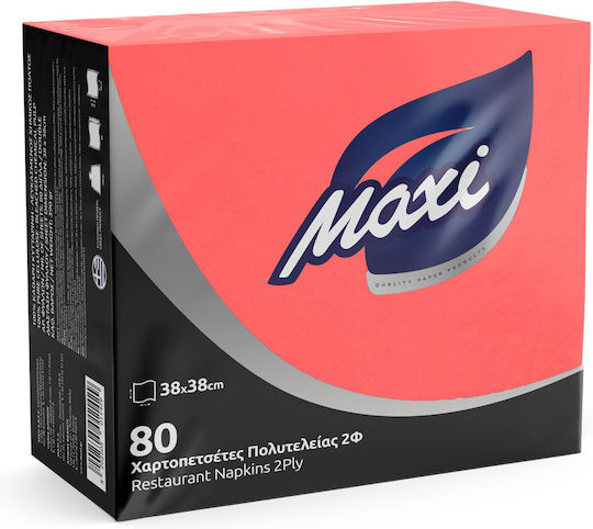Maxi Class 80 Салфетки 2 Пластове Червени 38x38см