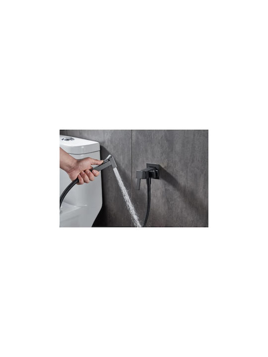 Inter Ceramic Wall Mounted Black Bidet Faucet