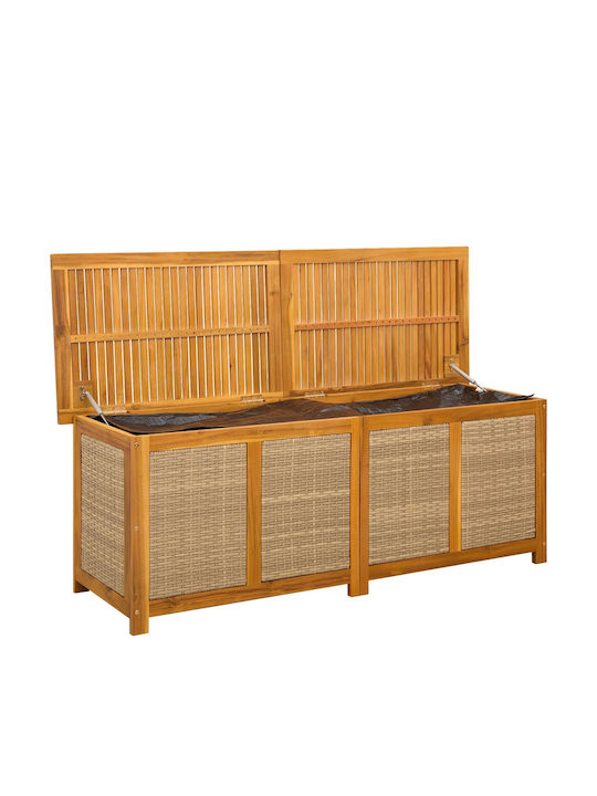vidaXL Outdoor Storage Box Rattan 185 L Beige L150xW50xH56cm