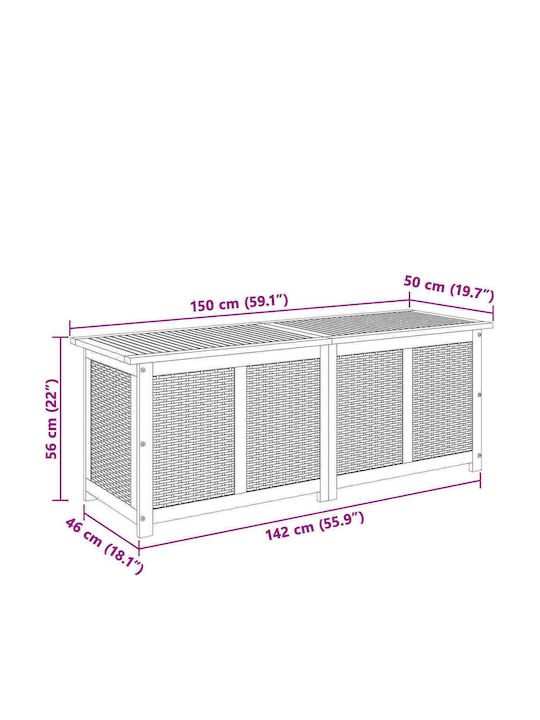 vidaXL Outdoor Storage Box Rattan 243 L Black L150xW50xH56cm
