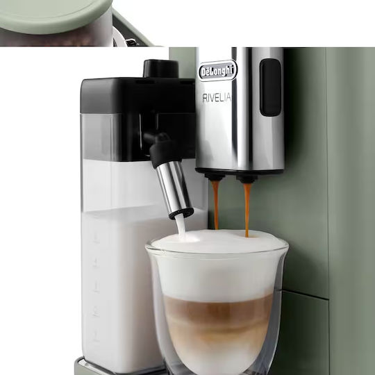 De'Longhi Rivelia Автоматична Еспресо машина 1450W 15bar за Cappuccino с Мелачка Jade Green EXAM420.55.GR.DL