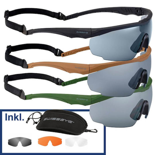 Swiss Eye Ochelari de tir Blackhawk în Set 3 Lentile cu Protecție Anticeț și Antireflex, și Protecție UV Verzi