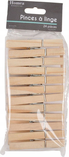 Flamingo Set Korb mit Wäscheklammern aus Holz Beige