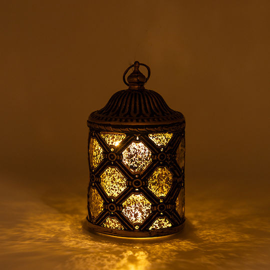 Estheti Lantern Led Metallic Glass White Gold Honey 7.5x7.5x13.5cm 2 Pieces 819-01117