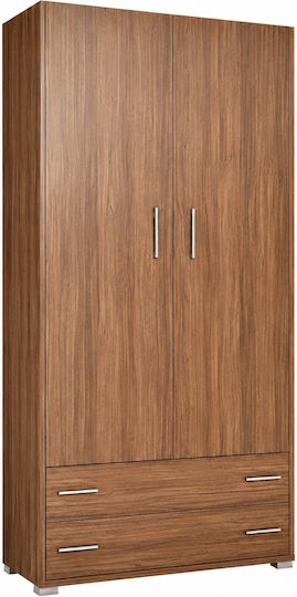Δίφυλλη Ντουλάπα με 2 Συρτάρια Καφέ 105x50x240cm