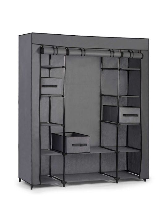 Massido Massido Dulap din material textil cu fermoar și rafturi în culoarea Gri 135x45x170cm