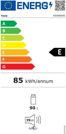 Tesla Frigider Cu O Singură Ușă 90lt Înălțime 85x Lățime 48x Adâncime 45cm Alb RS0906H