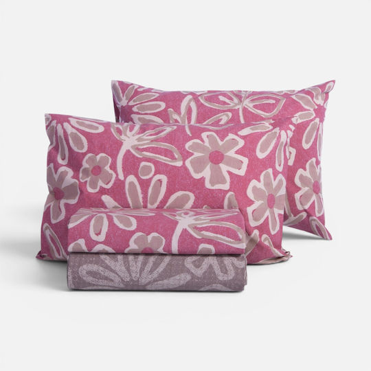 Nef-Nef Homeware Harmony Комплект Чаршафи Единични с Еластична лента 100x235см Червени 3бр