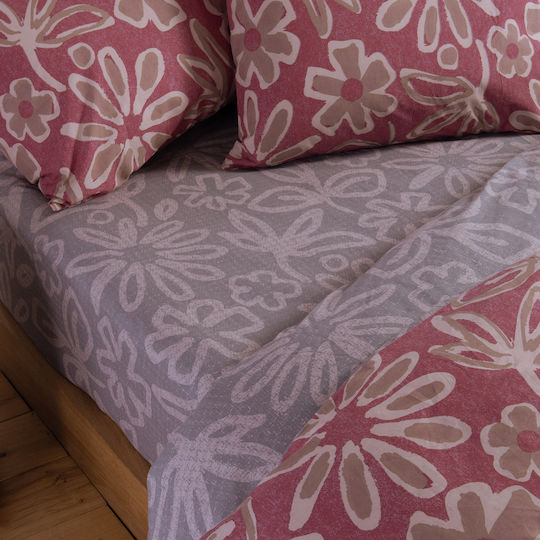 Nef-Nef Homeware Harmony Комплект Чаршафи Единични с Еластична лента 100x235см Червени 3бр