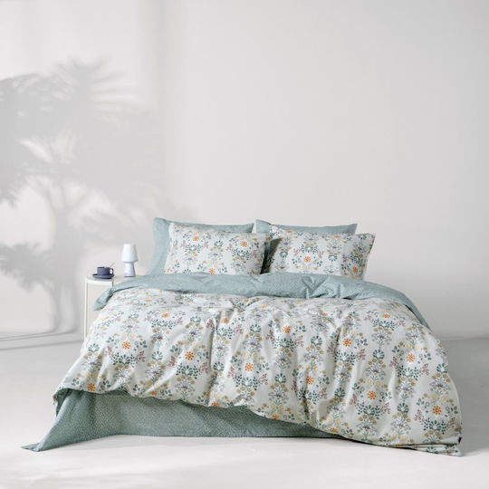 Kentia Marita Bed Sheet Set Super King 240x270cm Green-Multi (4 Pieces)
