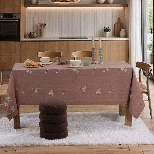 Nef-Nef Homeware Cotton Stain Resistant Tablecloth Radish Brown 140x140cm