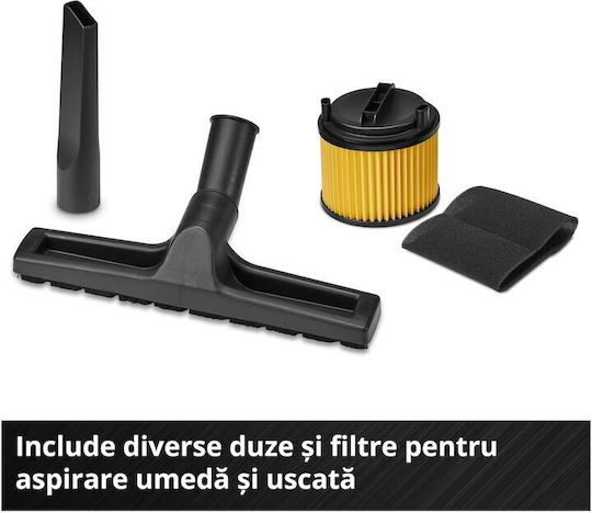 Einhell TC-VC 2555 Aspirator Umed-Uscat 850W cu Recipient din Plastic 25lt Roșie