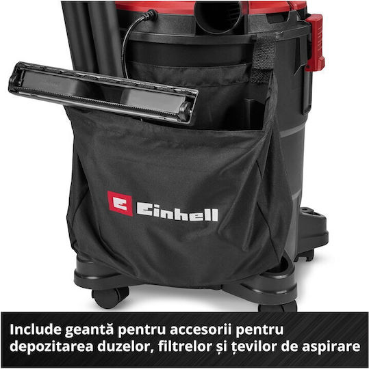 Einhell TC-VC 2555 Aspirator Umed-Uscat 850W cu Recipient din Plastic 25lt Roșie