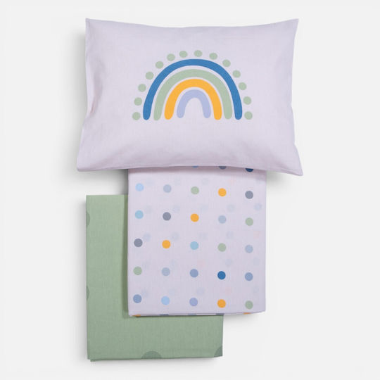 Nef-Nef Homeware Сет Детски чаршафи За Количка Памучни Baby Dots Бели 70x120см. 2бр