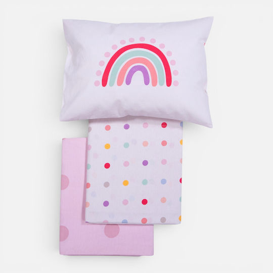 Nef-Nef Homeware Сет Детски чаршафи За Количка Памучни Baby Dots Бели 70x120см. 2бр
