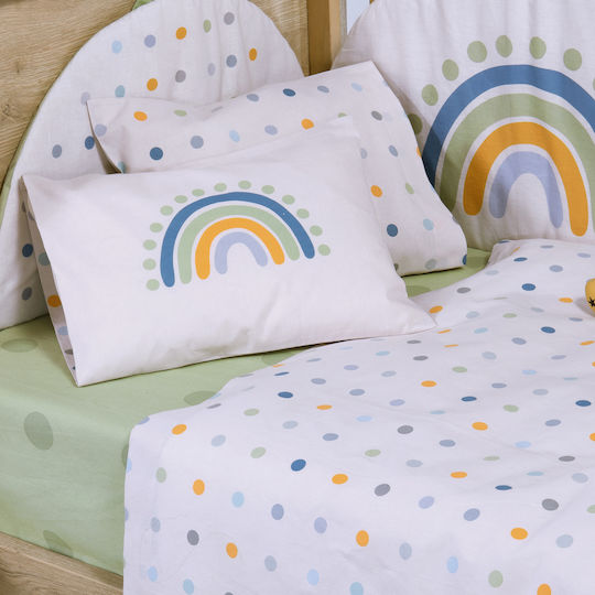 Nef-Nef Homeware Сет Детски чаршафи За Количка Памучни Baby Dots Бели 70x120см. 2бр
