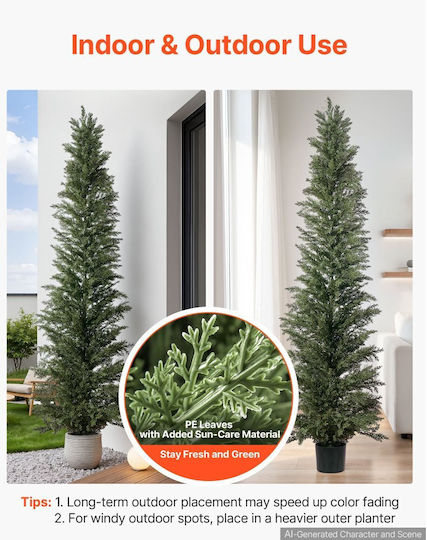 Vevor Artificial Cedar Topiary Tree 2438 Mm Set Of 2 Pieces Potted Plant Xsrgxjs8fttxllfm1001v0