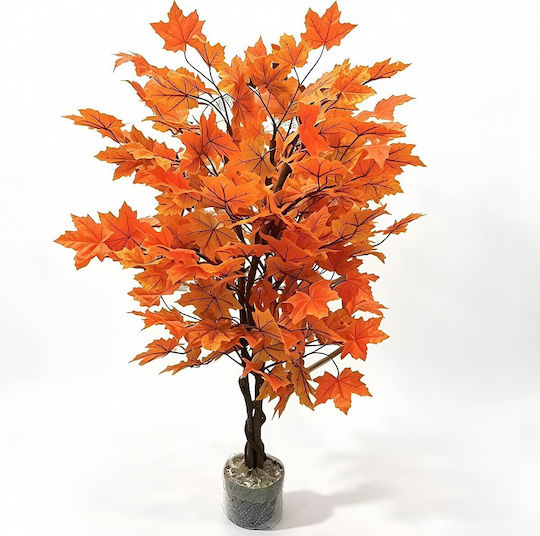 Artificial Decorative Maple Tree 120cm – Autumn Aesthetic Rich Orange Foliage Permanent Room Decoration
