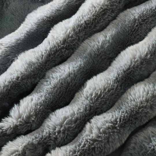 Olia Home Furry Blanket Super Double 220x240cm Gray